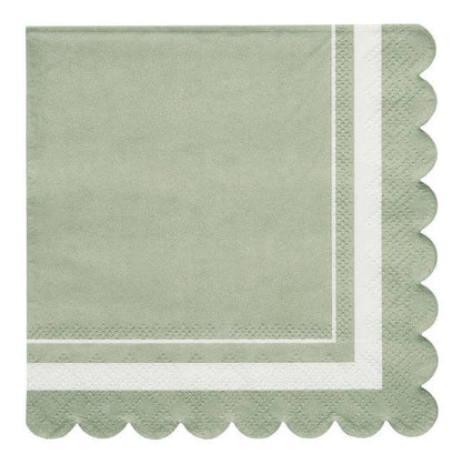 Sage Scalloped Edge Cocktail Napkin