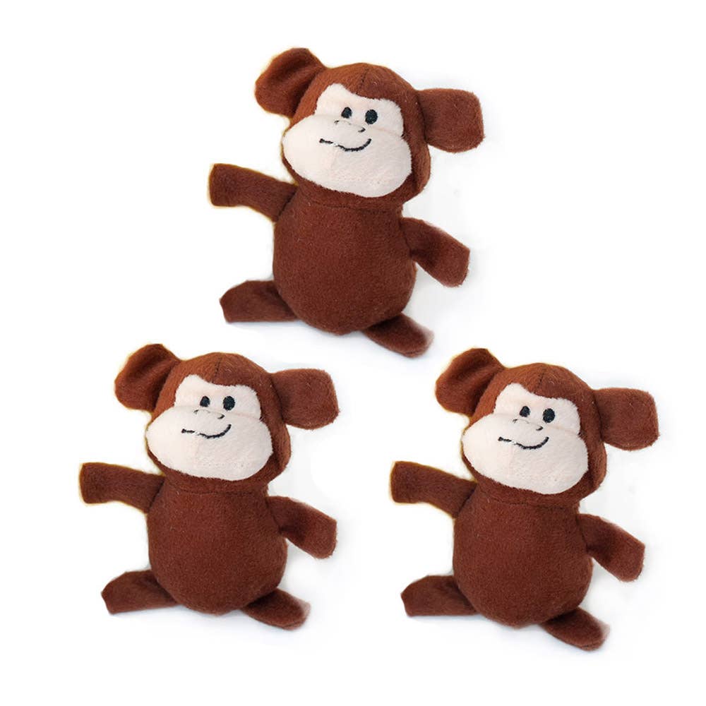 Miniz 3-Pack - Monkeys - Plush Dog Toy