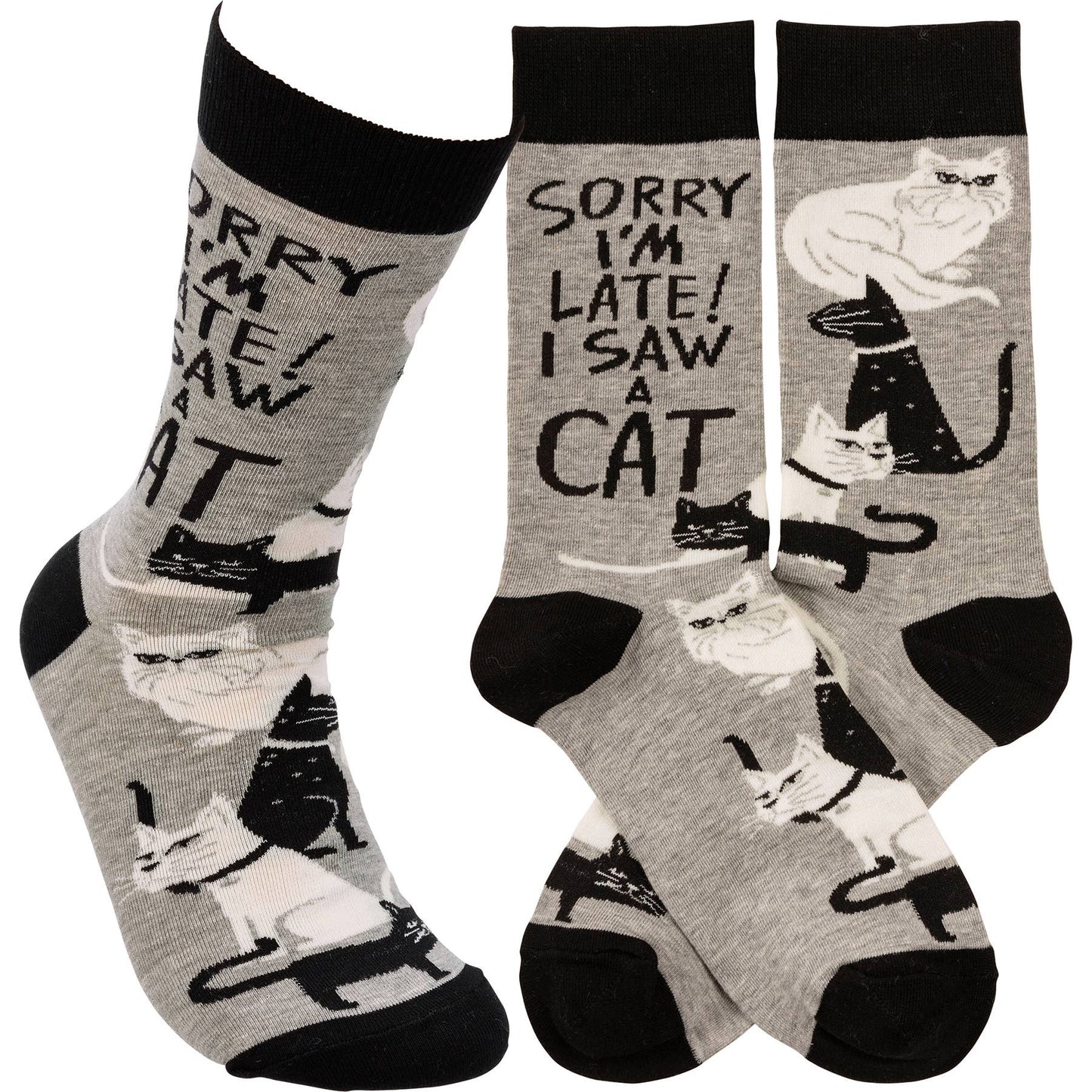 Sorry I'm Late I Saw A Cat Socks