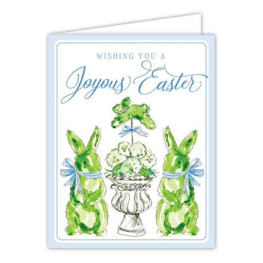 RosanneBeck Easter Greeting Card - Wishing You a Joyous Easter Bunny Topiaries