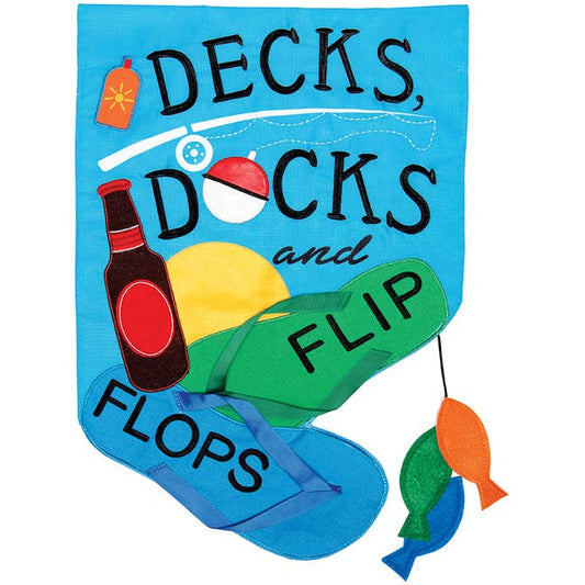 "Deck's & Docks" Double Applique Garden Flag
