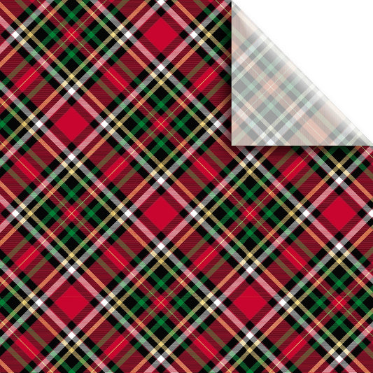 Red Gold Plaid Printed Tissue