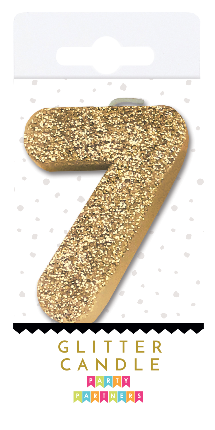 7 Glitter Number Candle Gold