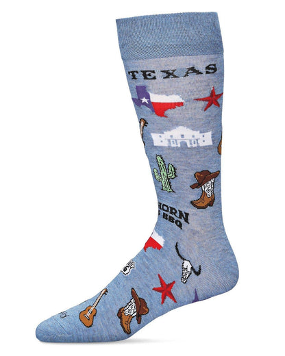 Men's Don't Mess With Texas Bamboo Blend Novelty Crew Sock: 10 13 / Denim Heather