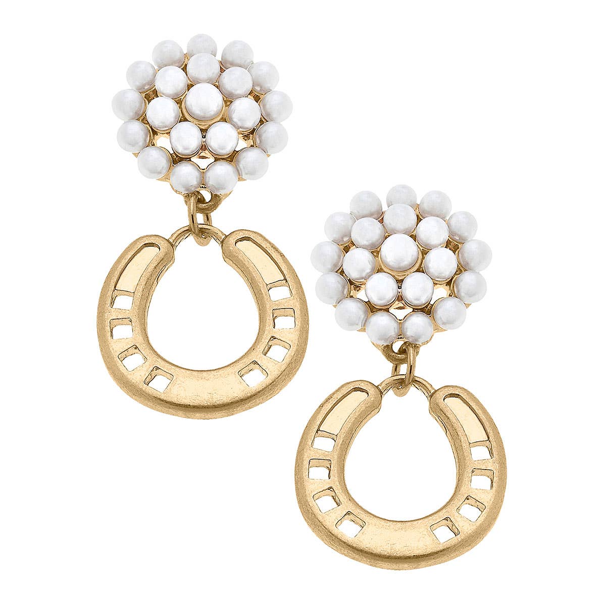 Clyde Pearl Cluster Horseshoe Earrings