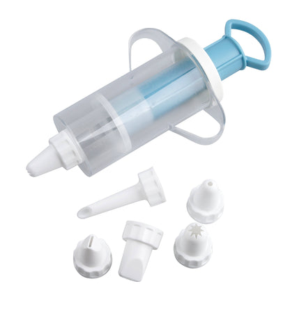 Cake decorating syringe and 6 plastic tips