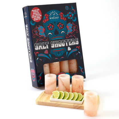 Himalayan Salt Shooters Gift Set - 4 Shot Glasses +Trays